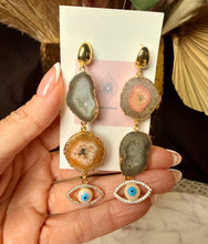 Load image into Gallery viewer, Evil Eye Geode Earrings
