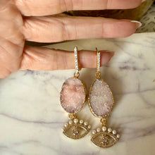 Load image into Gallery viewer, Pink Druzy Earrings

