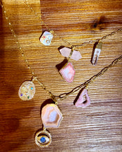 Load image into Gallery viewer, Rose Quartz and Clear Quartz Charm Necklace
