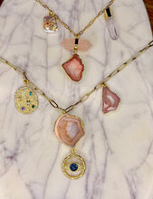 Load image into Gallery viewer, Rose Quartz and Clear Quartz Charm Necklace
